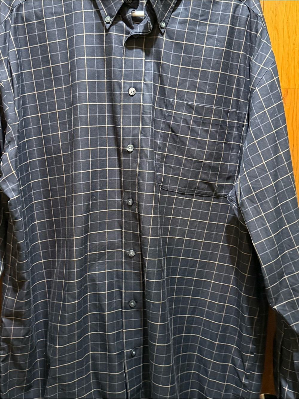 Men’s Hathaway Brown/Gold Windowpane  Check Dress Shirt with Chest Pocket